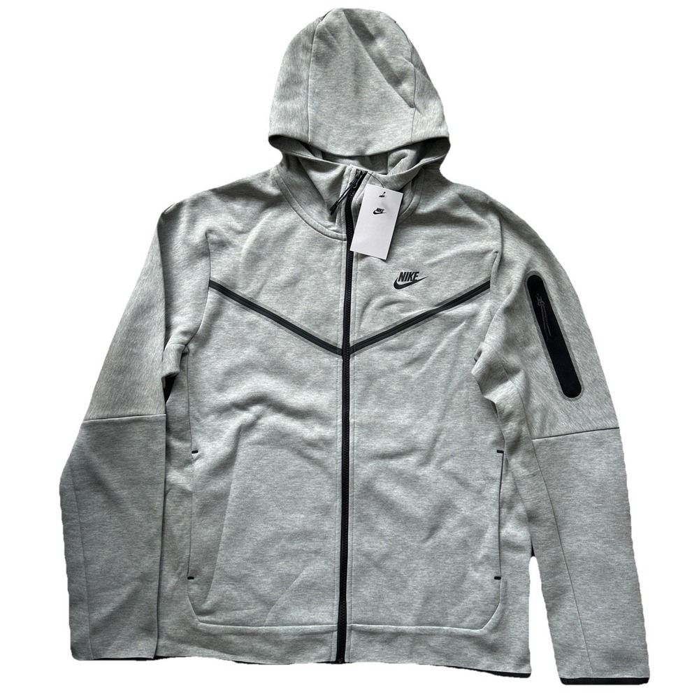 New Nike Sportswear Tech Fleece Full-Zip Hoodie CU4489 - Heather Grey - Men's M